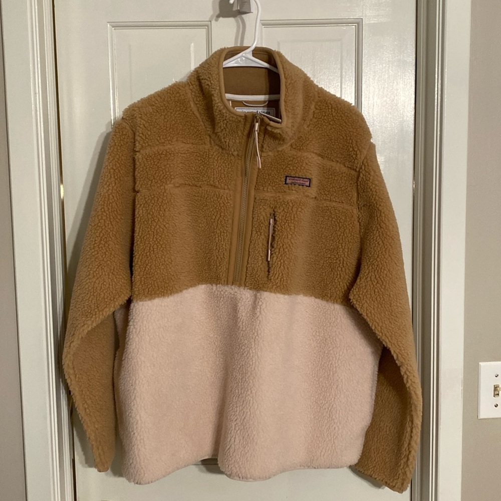 Vineyard Vines Color Block Shep Shirt Toasted Almond 2X  Sherpa NWT